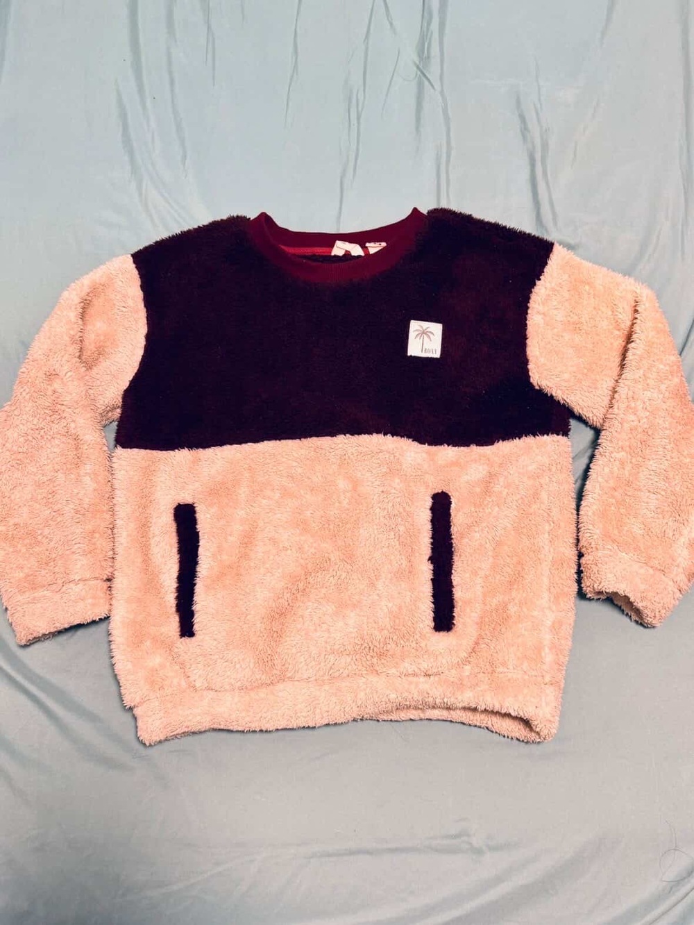 Vintage Aeropostale Color Block Sherpa Pullover / Black and Pink